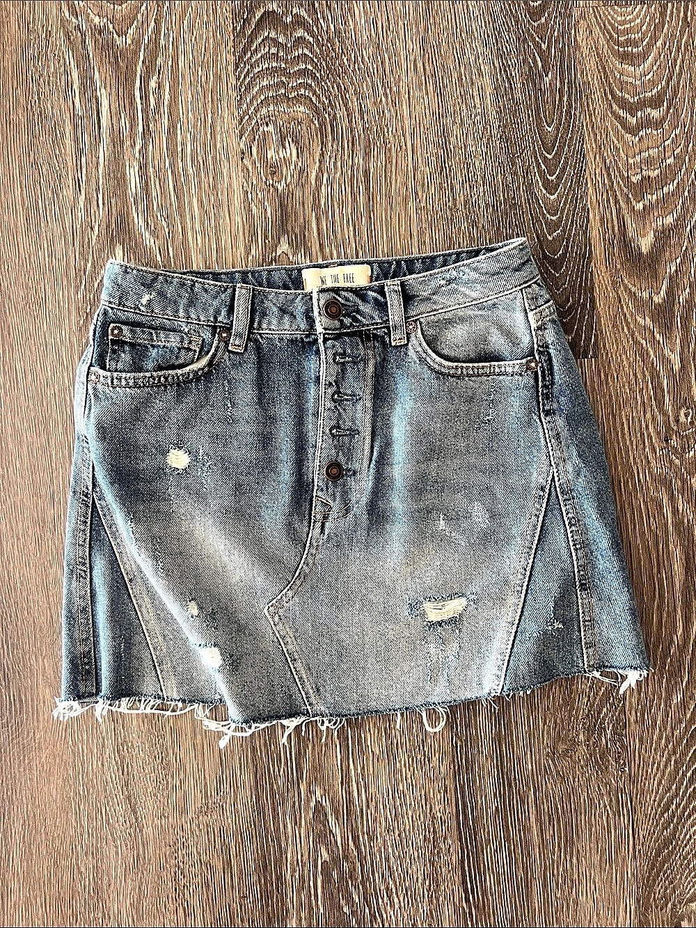 Free People Distressed Denim Mini Skirt Size 4